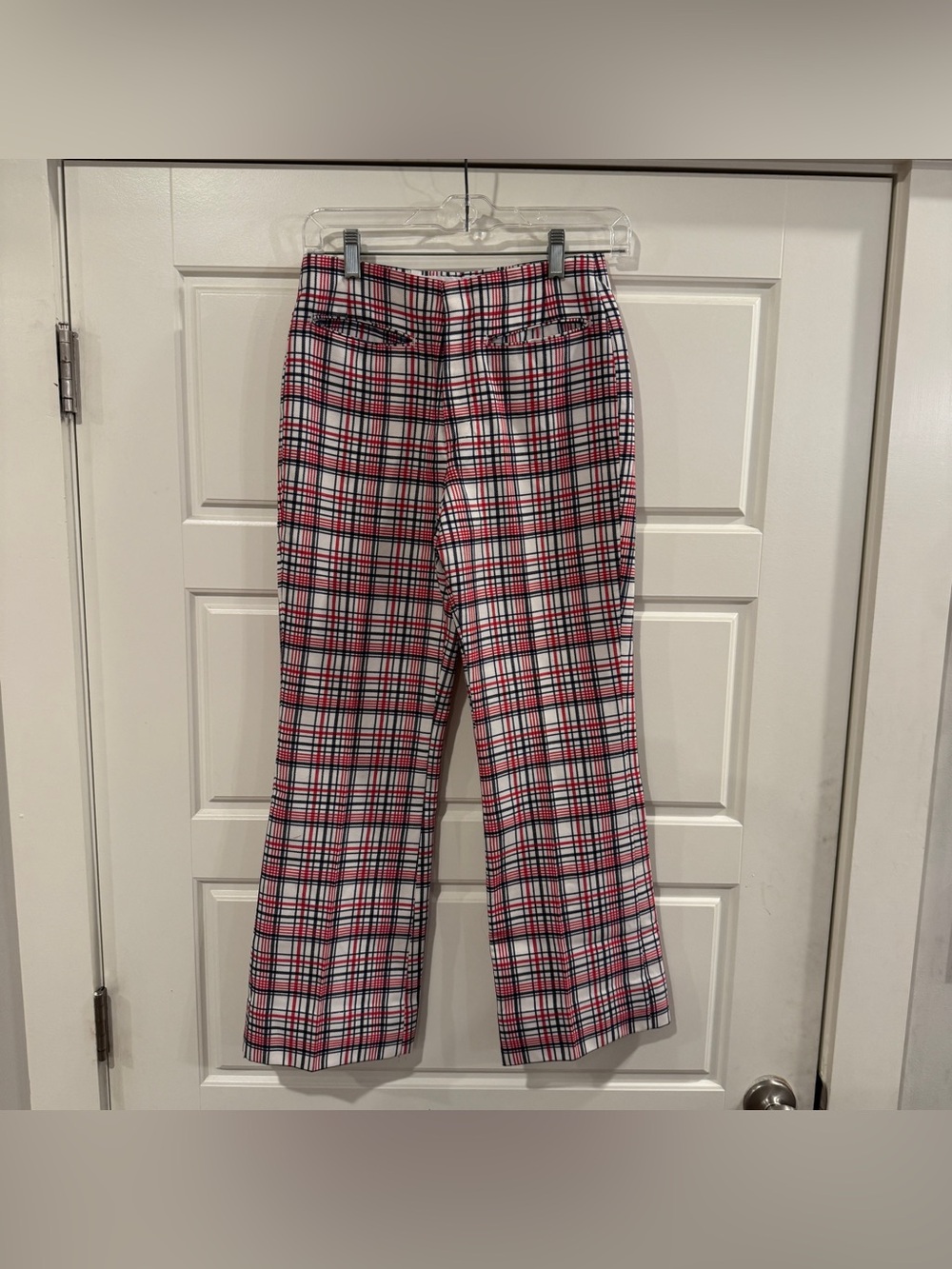 Vintage Levi's Sta-Prest Gals Plaid Polyester Pants Flared Women’s Size Medium